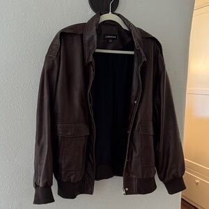 Lamarque Leather Dark Brown Bomber Jacket
